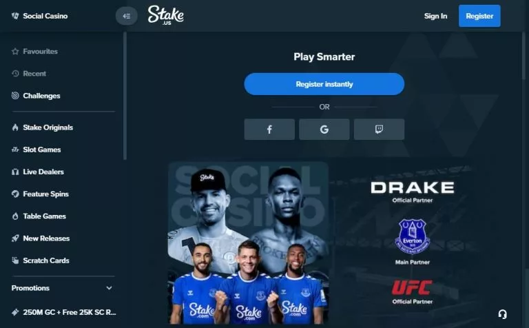 Stake.us register button