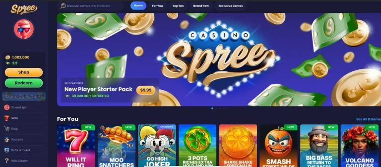 Spree Casino dashboard