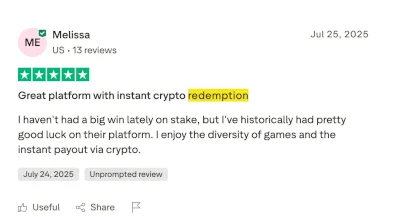 Stake.us Trust Pilot Review Prize Redemption